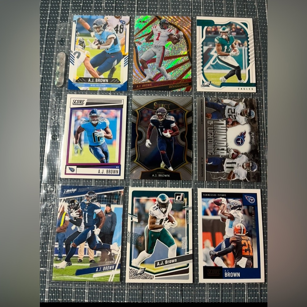 🏈 AJ Brown Eagles NFL Football Sport Cards - Collection of 9